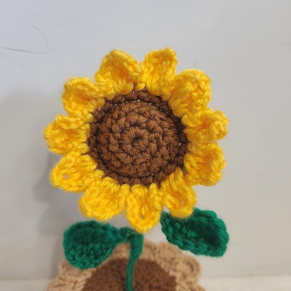 Sunflower 7" Handmade Crochet Flower Pot - Picture 3 of 8